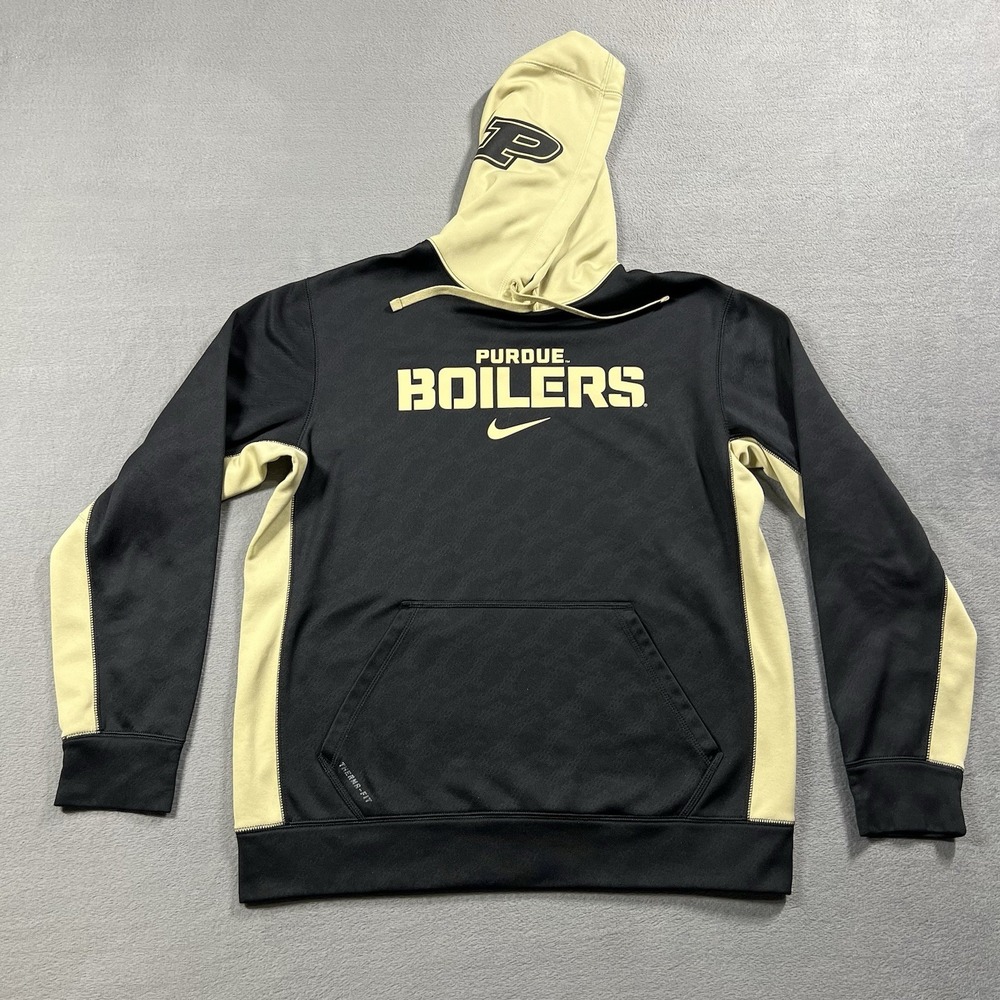 Purdue Boilermakers Hoodie Mens M Black Nike Football Sweatshirt NCAA Therma Fit